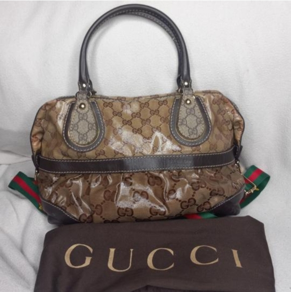 Authentic Gucci GG Monogram Supreme Mixed Crystal Boston Doctor Satchel Bag - Picture 3 of 11